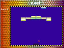 JSBricks game screen with bricks, paddle and ball